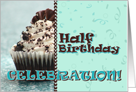 Half Birthday Party Invite- Half Cupcake card