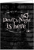 Devil’s night is here, spider, creepy background card