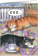 Belated Birthday Napping Cats (Bud & Tony) card