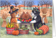 Cats On Thanksgiving W/Feast Of Plenty (Bud & Tony) card