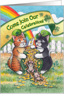 St. Patty’s Day Celebration Cats Party Invitation (Bud & Tony) card