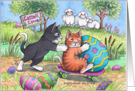Easter Egg Cats Invite (Bud & Tony) card