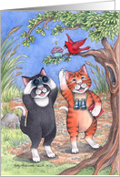 Birdwatching Cats Invite (Bud & Tony) card