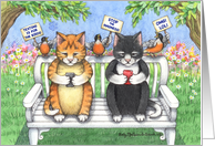 Cats Texting Birthday (Bud & Tony) card