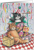 Cats 80th Birthday Invite (Bud & Tony) card
