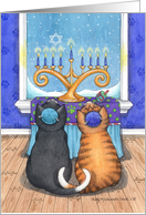 Hanukkah Menorah Cats (Bud & Tony) card