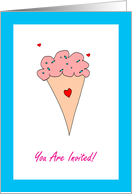 Tween Birthday Party Invitation, You Are Invited, Ice Cream Cone card