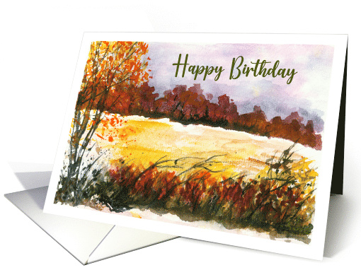 Happy Birthday General Autumn Fall Trees Meadow Landscape... (1791538)