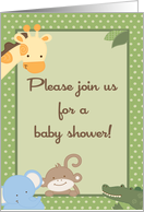 Safari Adventure Zoo, Safari, Jungle Animals Baby Shower Invitation card