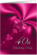 Elegant, silky, purple 40 Birthday party invitation card