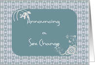 Sex Change Announcement, Teal Digital Design card