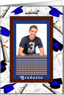 Son’s Graduation from High School, Add Your Photo in Brown and Blue card