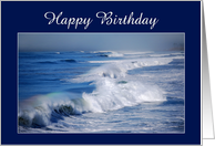 Happy Birthday Rainbow Over Ocean Waves card