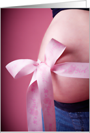 It’s a girl! (Pink ribbon around belly) card