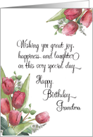 Red Tulips Watercolor Happy Birthday Grandma card