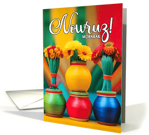 Nowruz Persian New Year Colorful Vases on a Table card (1016277)