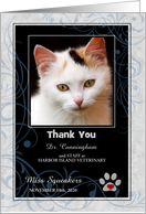 Veterinarian Thank You Blue Gray and Black with Pet’s Photo Blank card