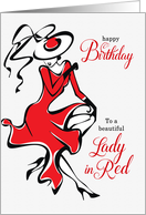 Birthday for Ladies in Red Line Art Woman card