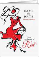 Save the Date for a Gathering of Ladies in Red Custom Date card