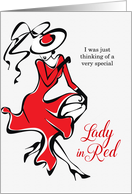 Thinking of You Lady in a Red Dress and Hat card