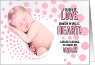 for a New Uncle Birth of His Niece Pink Congratulations card