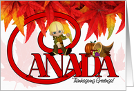 Thanksgiving Canada Cornucopia and Maple Leaves card