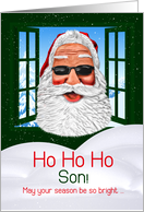 for Son Christmas Cool Santa in Sunglasses card