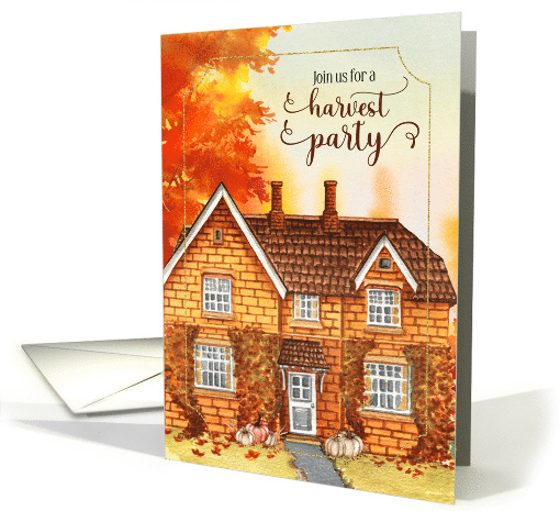 Autumn Party Invitation Decorated Fall House card (1150258)
