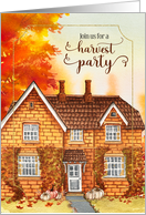 Autumn Party Invitation Decorated Fall House card