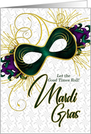 Mardi Gras Invitation Violet Gold and Green Mask card
