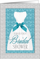 Bridal Shower Invitation Turquoise and Silver Wedding Gown card