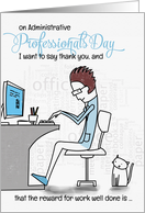 Funny Administrative Professionals Day Office Worker with Cat card