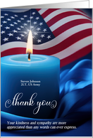 Sympathy Thank You American Flag with Blue Candle card