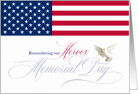 Memorial Day Remembering Heroes with American Flag Dove card