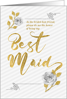 Best Maid Wedding Attendant Invite in Silver and Gold Hues card