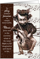 Music Teacher Retirement Funny Vintage Cello Caricature card