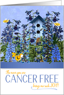 Cancer Free Brings Me Joy Blue Larkspur Garden Congratulations card