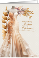 Mistress of Ceremonies Request Peach and Golden Gown card