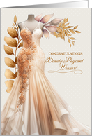 Beauty Pageant Contestant Peach and Golden Gown card