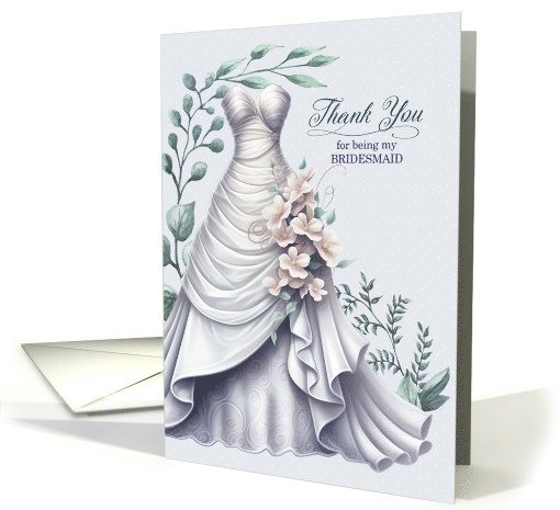 Bridesmaid Thank You Pale Lavender Dress and Eucalyptus card (1508334)