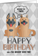 for Twin’s Birthday Cute Cartoon Dogs with Argyle Pattern card