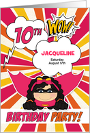 10th Birthday Party Girls Superhero Pink Comic Book Theme Custom card