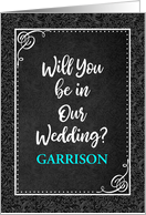 Will You Be in Our Wedding Charcoal Damask Custom card
