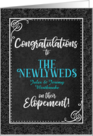 Elopement Congratulations Newlyweds Charcoal Damask Custom card