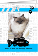 from the Cat Fun Birthday Blue and Black with Pet’s Photo card