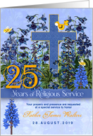 25 Years of Religious Service Celebration Larkspur Custom card