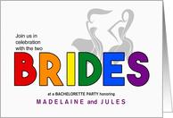 Two Brides Bachelorette Party Invite LGBT Rainbow Theme card