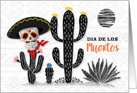 Dia De Los Muertos Day of the Dead Skull and Cactus Celebration card