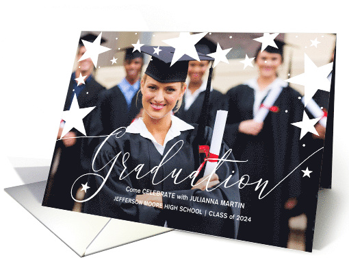 Graduation Party with Stars Graduate Horzontal Photo card (1564750)