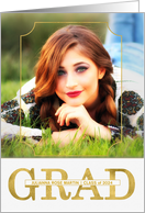 Graduation Ceremony Faux Gold Leaf Grad’s Photo card
